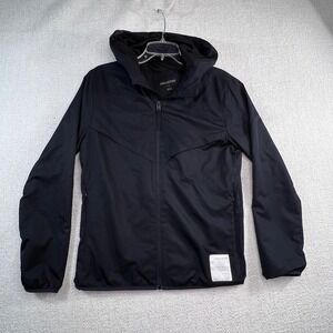 Hollister Women's Hooded Windbreaker Jacket Black Full Zip Lightweight Size S